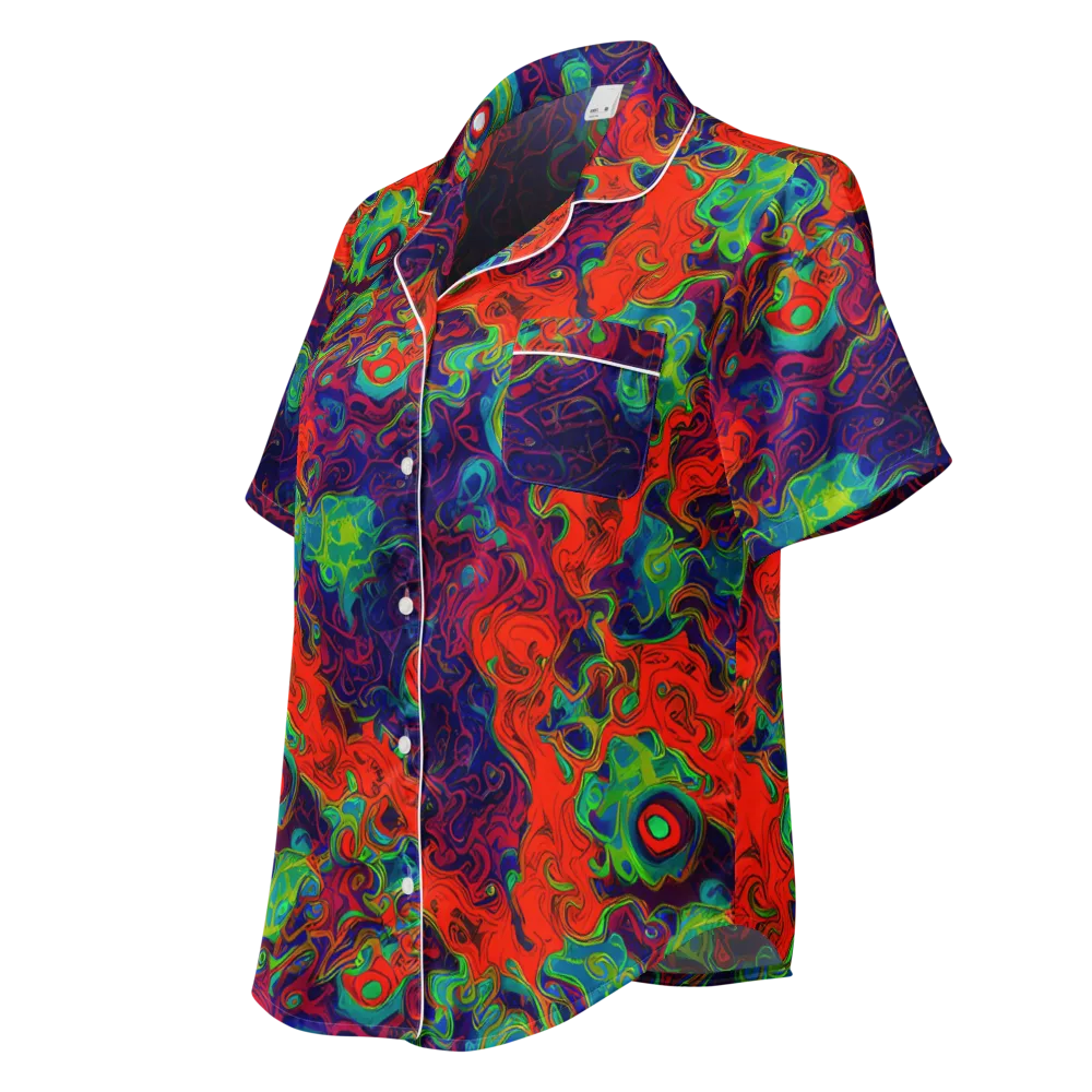 Inferno Ripple on Women's Short Sleeve Pajama Top — Left Front