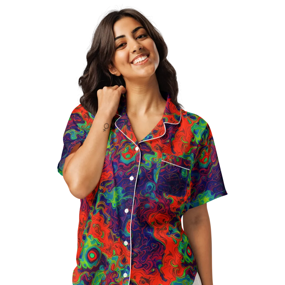 Inferno Ripple on Women's Short Sleeve Pajama Top — Front