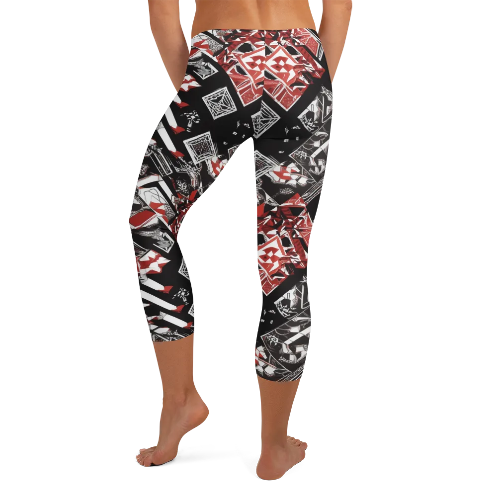 Crimson Cipher on Capri Leggings — Back