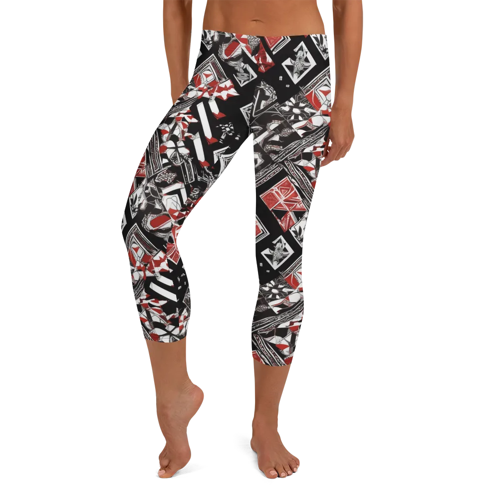 Crimson Cipher on Capri Leggings — Front