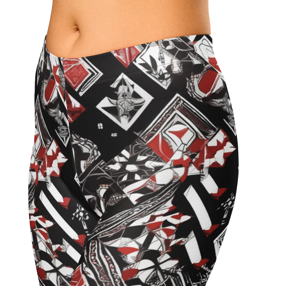 Crimson Cipher on Capri Leggings — Zoomed-in