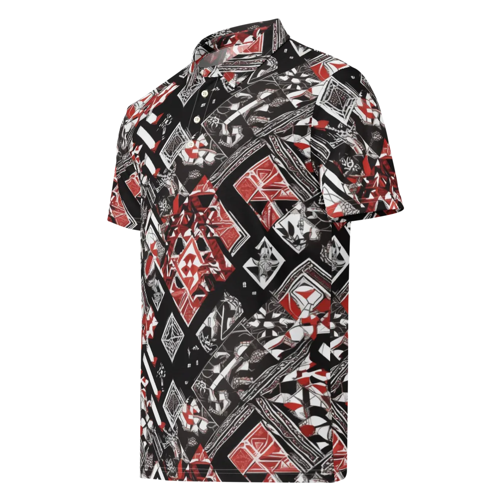 Crimson Cipher on Men's Slim Fit Polo Shirt — Left Front