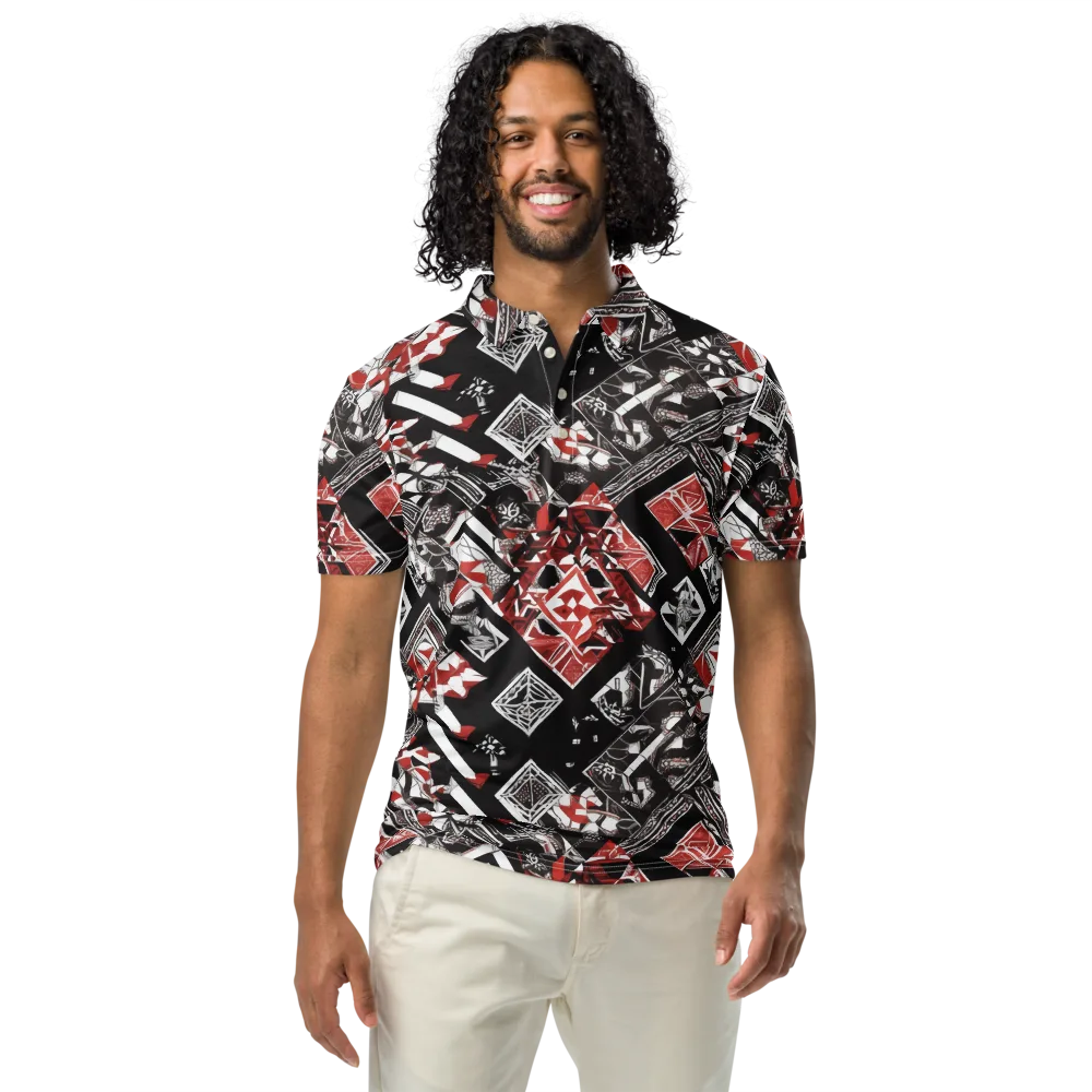 Crimson Cipher on Men's Slim Fit Polo Shirt — Front