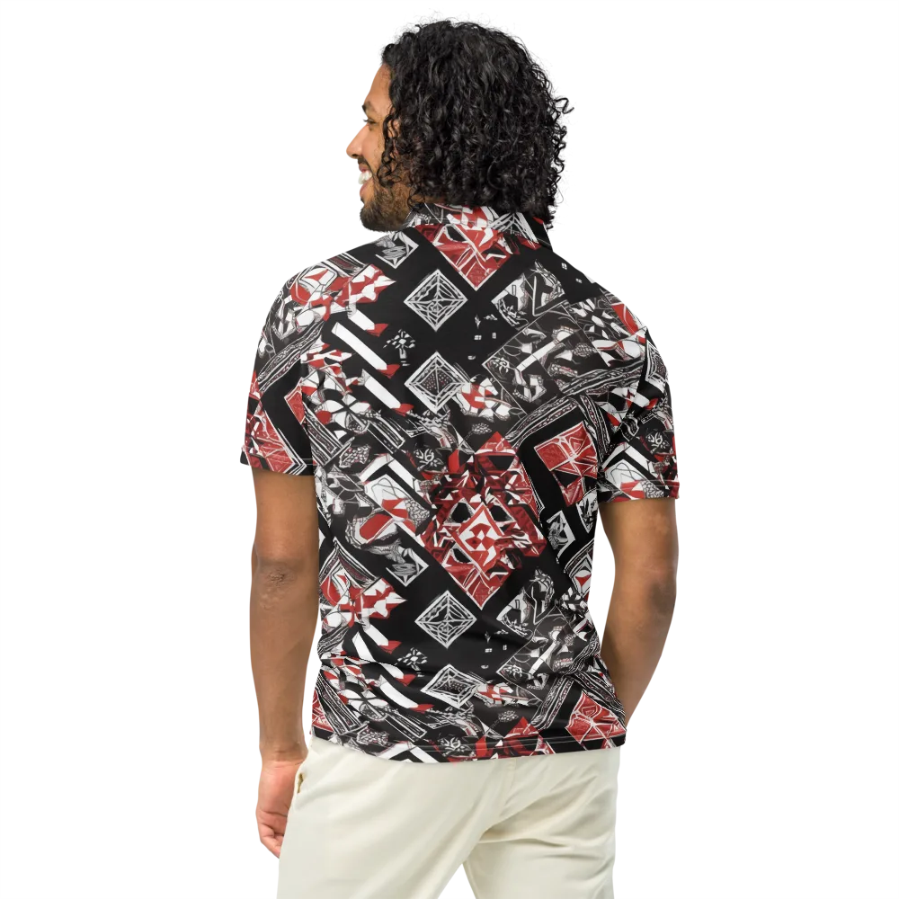 Crimson Cipher on Men's Slim Fit Polo Shirt — Back