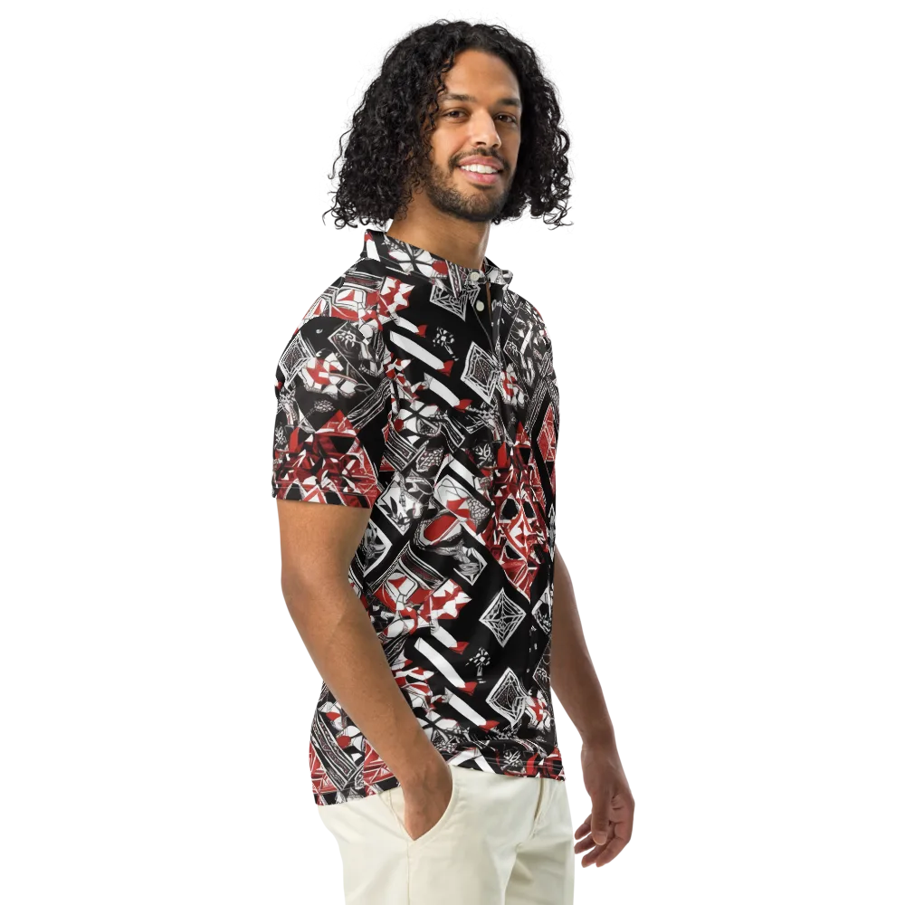 Crimson Cipher on Men's Slim Fit Polo Shirt — Right Front