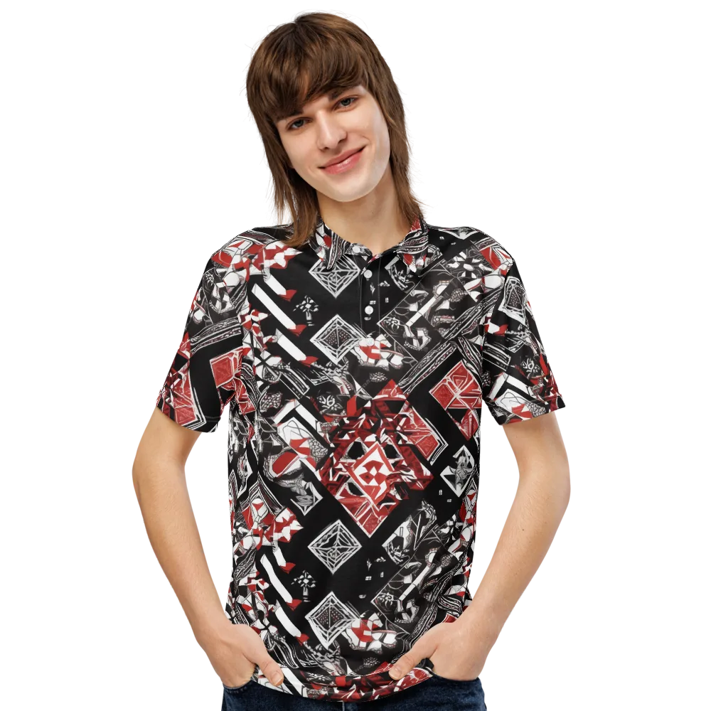 Crimson Cipher on Men's Slim Fit Polo Shirt — Front