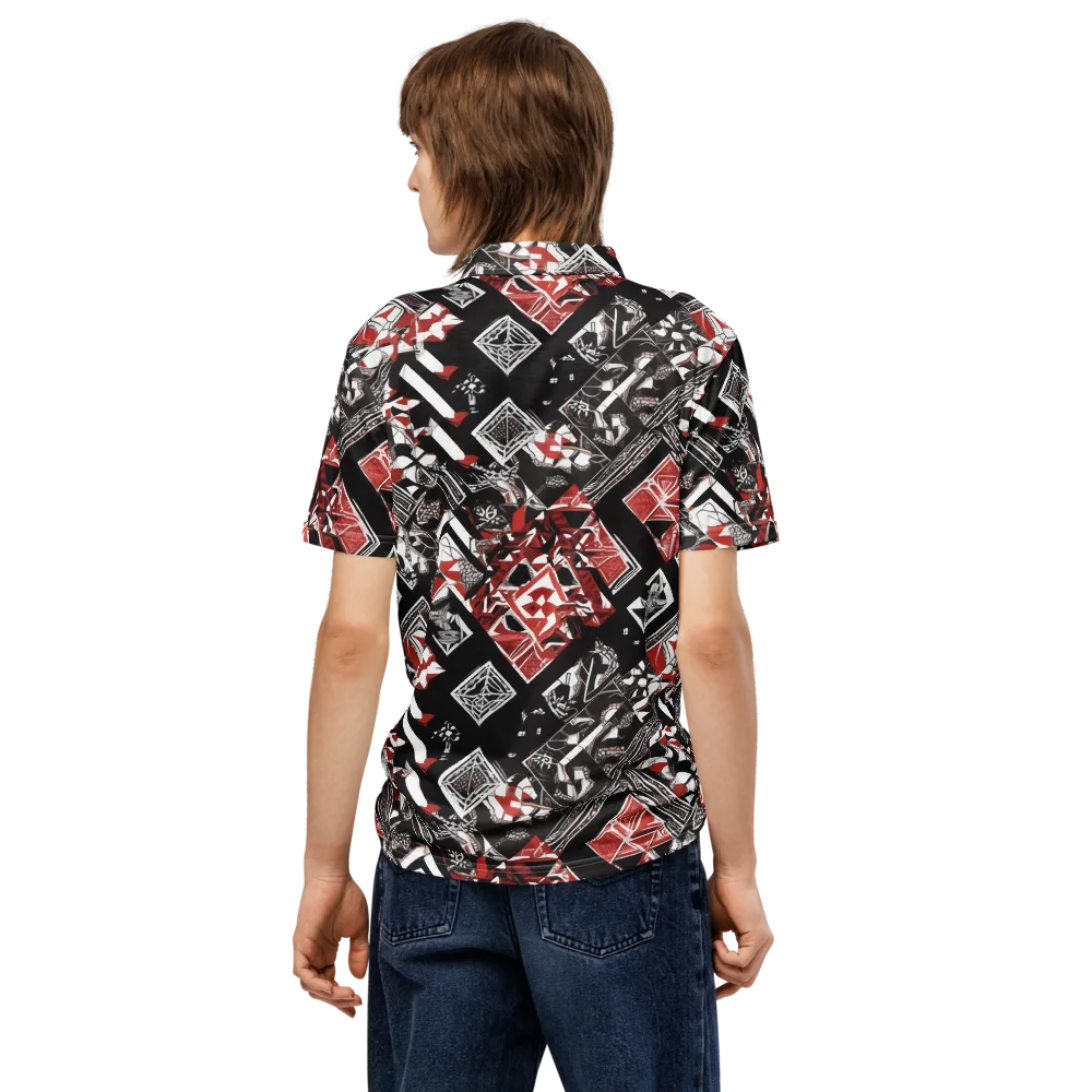 Crimson Cipher on Men's Slim Fit Polo Shirt — Back