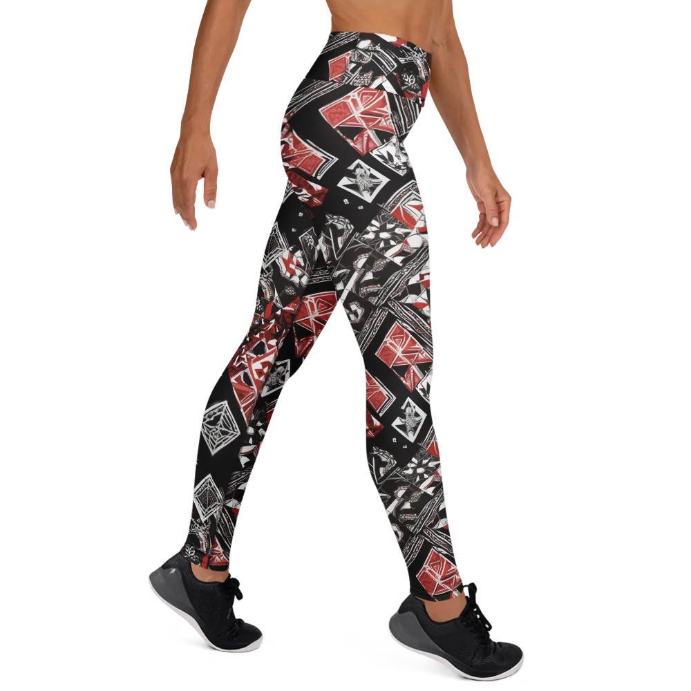 Crimson Cipher on Yoga Leggings — Right