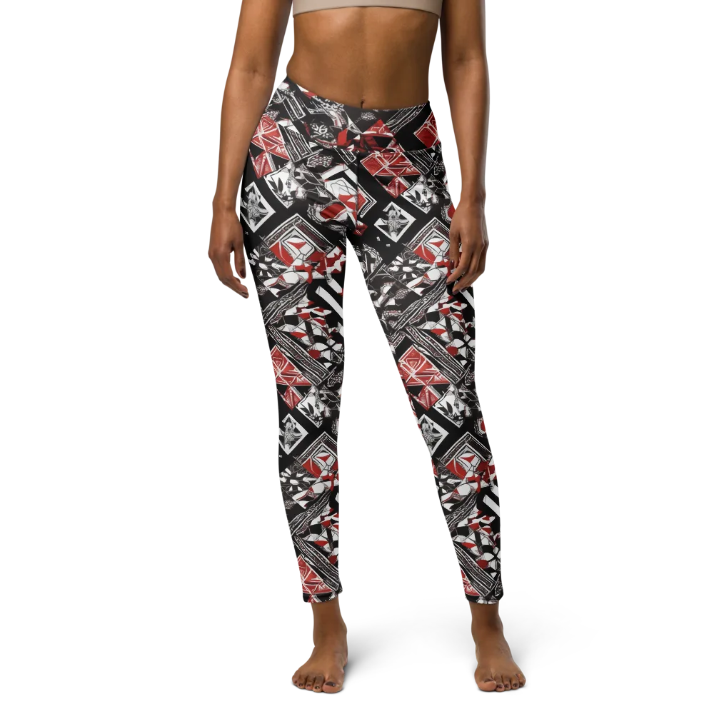 Crimson Cipher on Yoga Leggings — Front