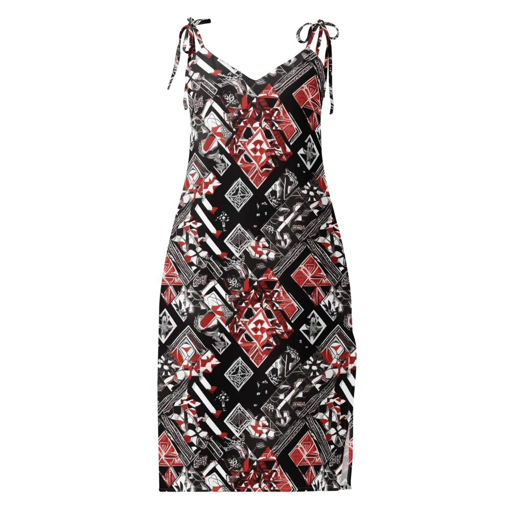 Crimson Cipher on Slip Dress — Front