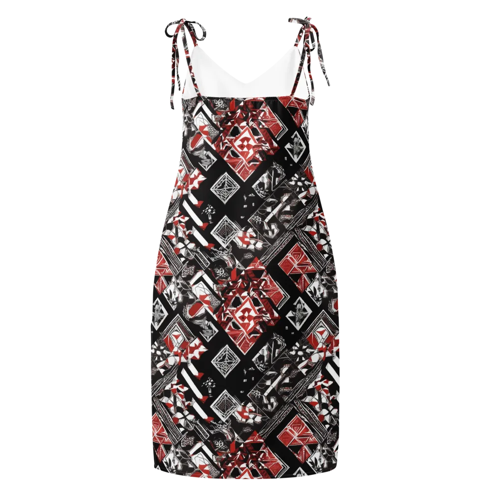 Crimson Cipher on Slip Dress — Back