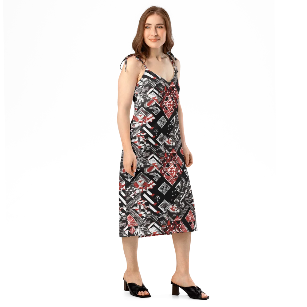 Crimson Cipher on Slip Dress — Right Front