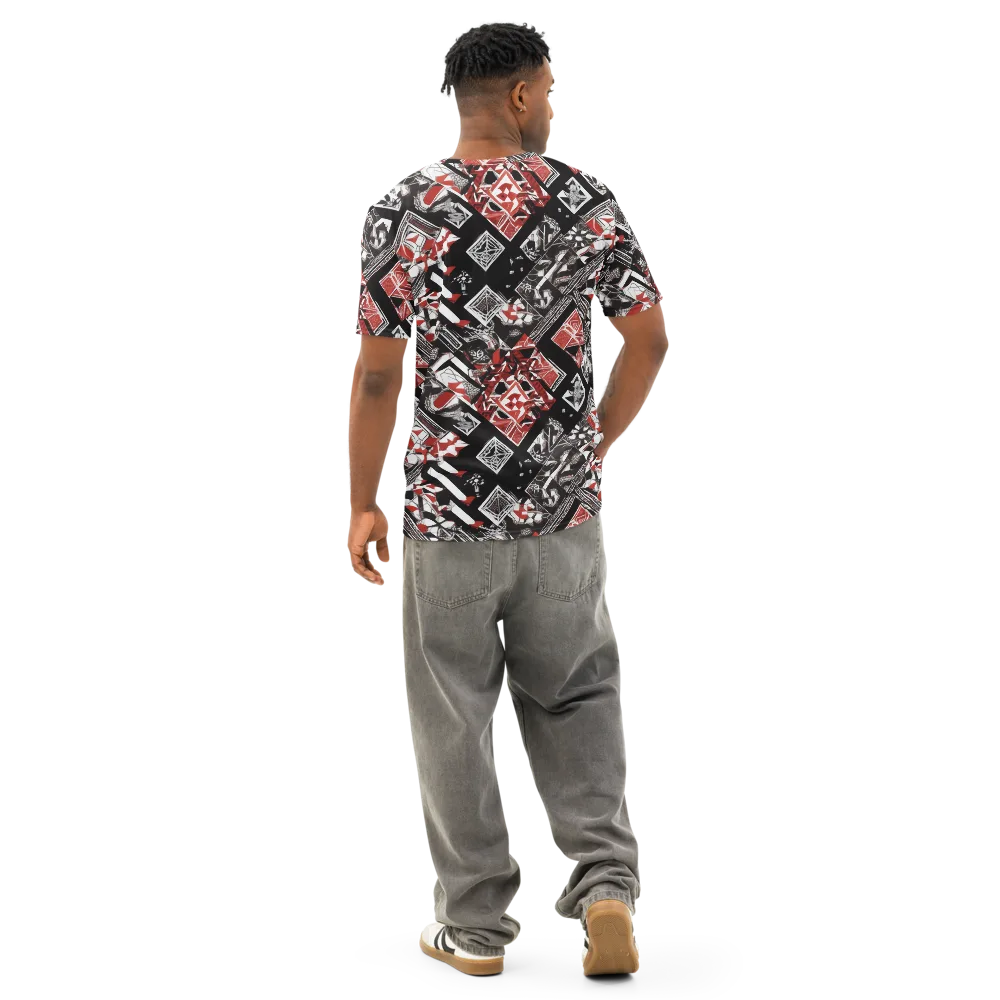 Crimson Cipher on Men's Cotton Crew Neck T-Shirt — Back
