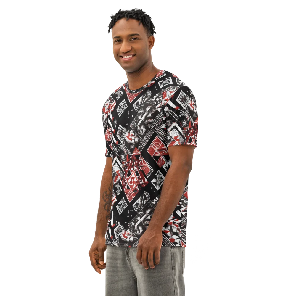Crimson Cipher on Men's Cotton Crew Neck T-Shirt — Left Front
