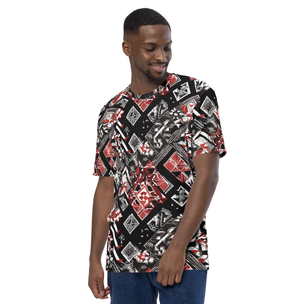 Crimson Cipher on Men's Crew Neck T-Shirt — Left