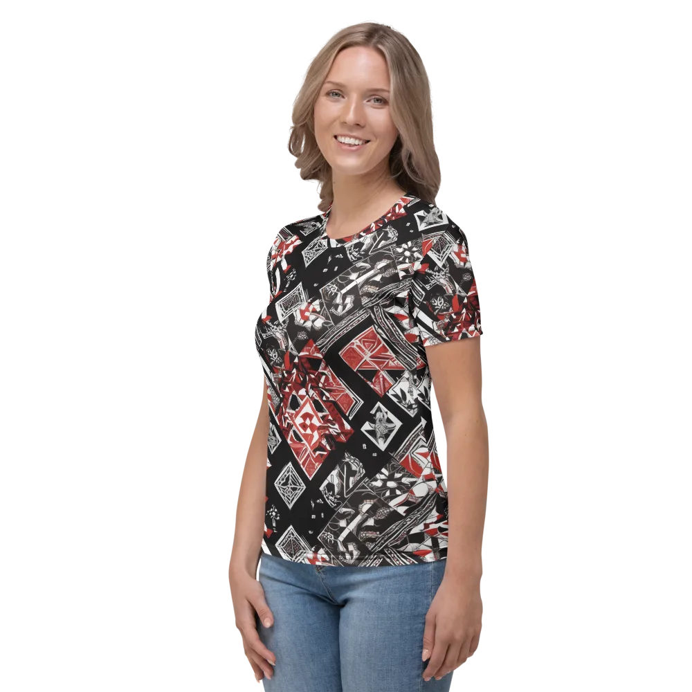 Crimson Cipher on Women's Crew Neck T-Shirt — Left