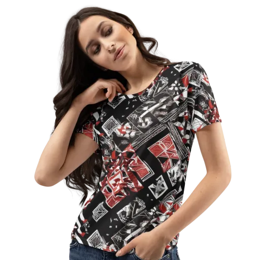 Crimson Cipher on a Women's Crew Neck T-Shirt