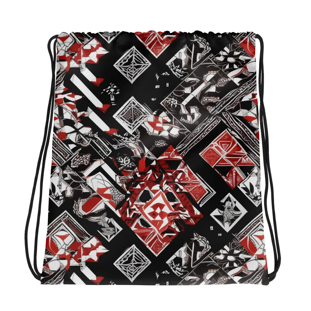 Crimson Cipher on Drawstring Bag — Photo