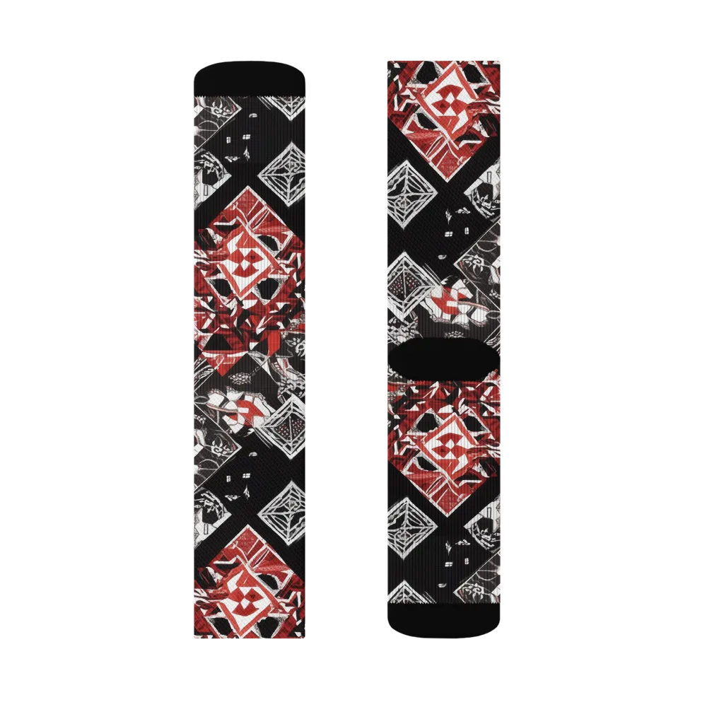 Crimson Cipher on Socks — Right Sock