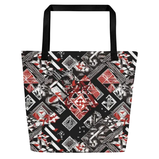 Crimson Cipher on a Large Tote Bag W/ Pocket