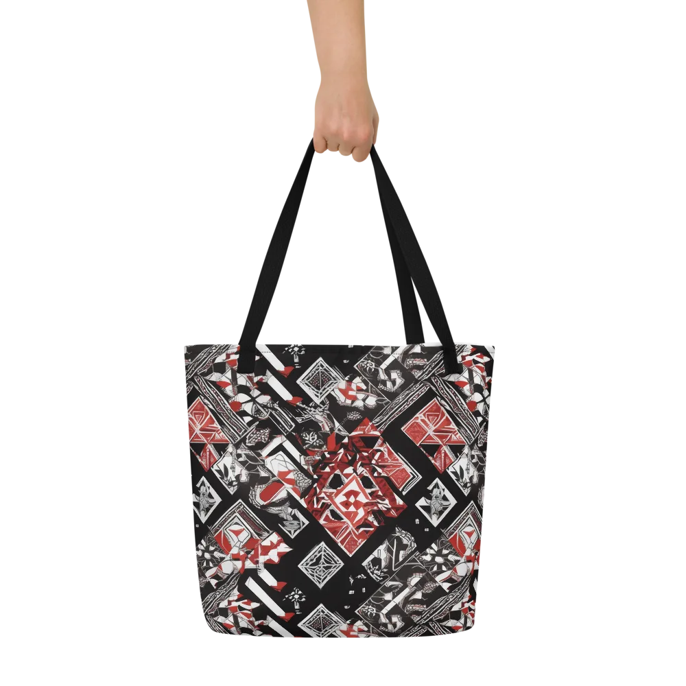 Crimson Cipher on Large Tote Bag W/ Pocket — Front