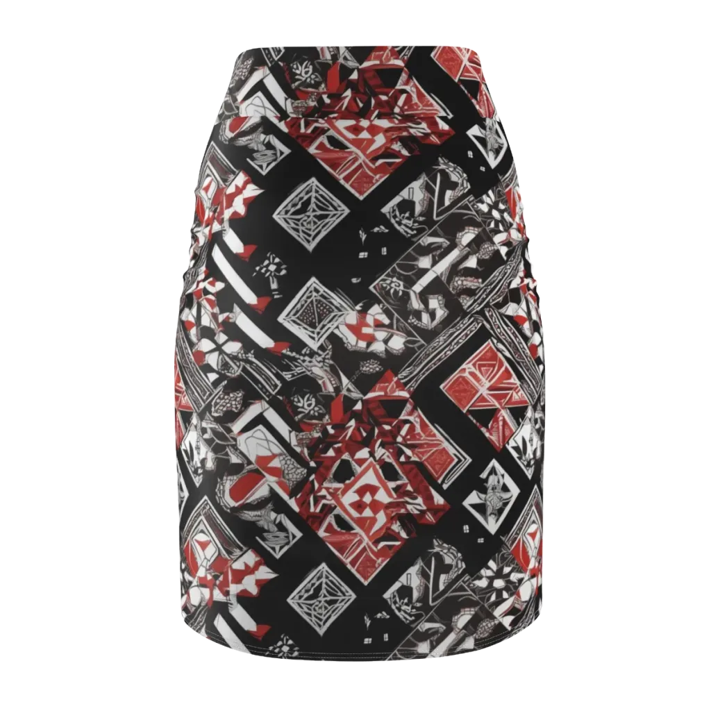 Crimson Cipher on Pencil Skirt — Back