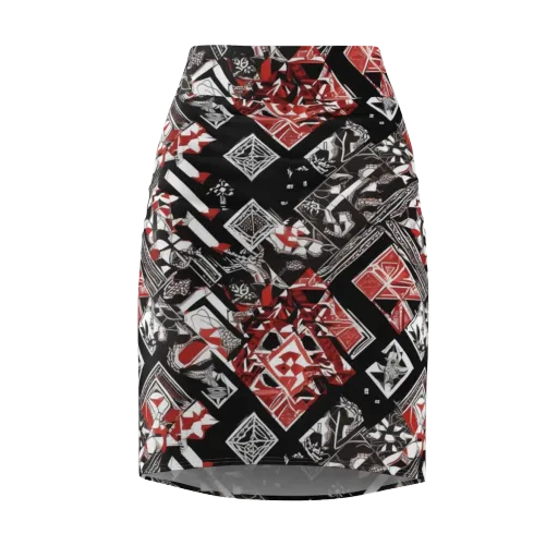 Crimson Cipher on a Pencil Skirt