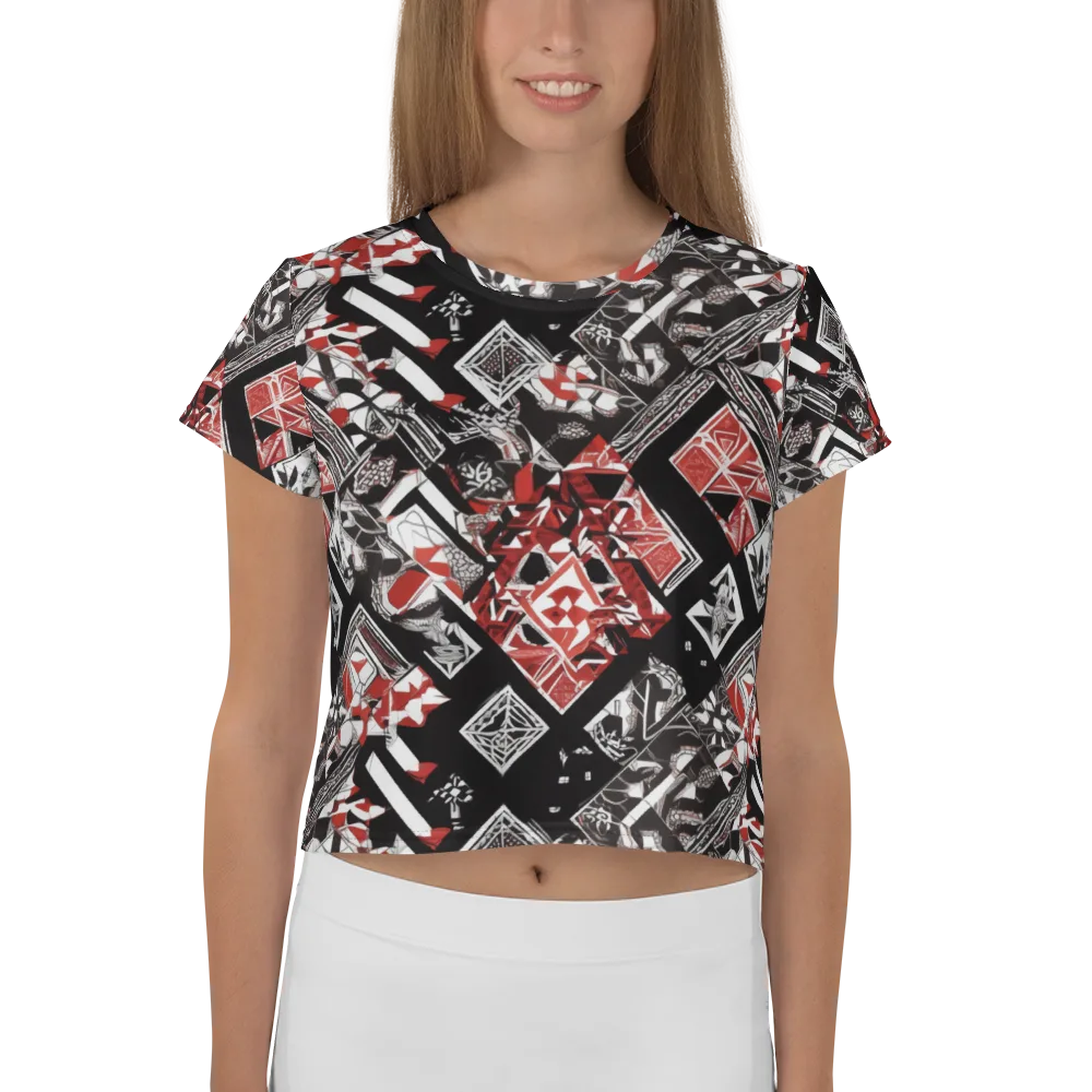 Crimson Cipher on Crop Tee — Front