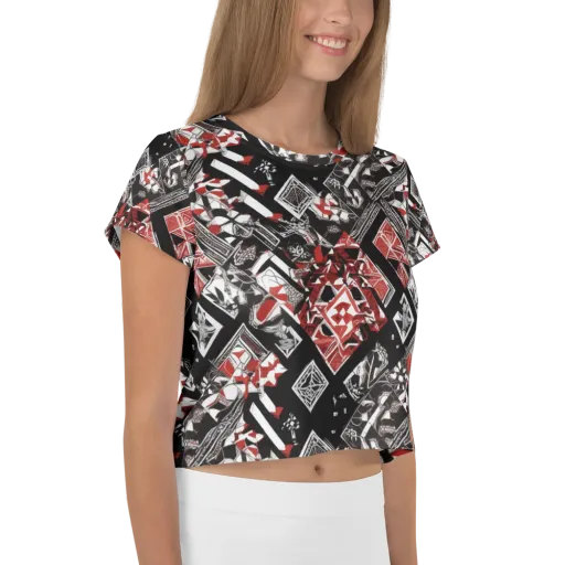 Crimson Cipher on a Crop Tee