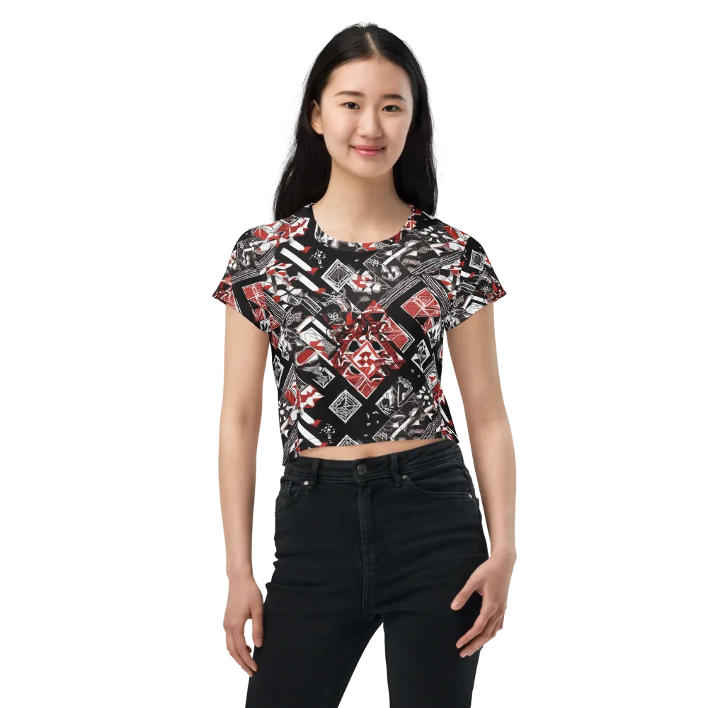 Crimson Cipher on Crop Tee — Front