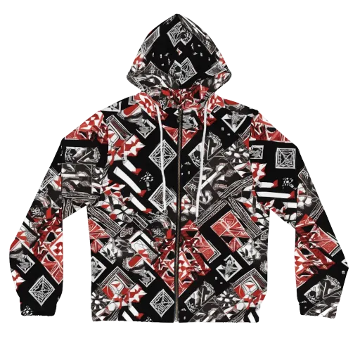 Crimson Cipher on a Women's Full-Zip Hoodie