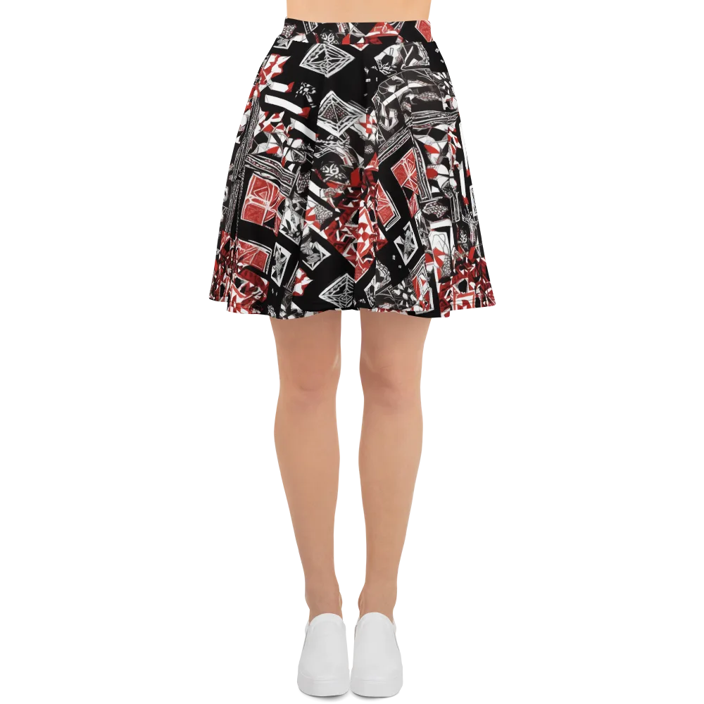 Crimson Cipher on Skater Skirt — Front