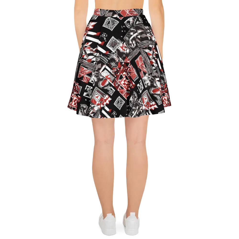 Crimson Cipher on Skater Skirt — Back