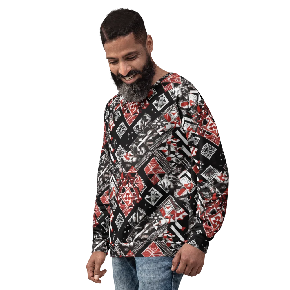 Crimson Cipher on Sweatshirt — Left Front