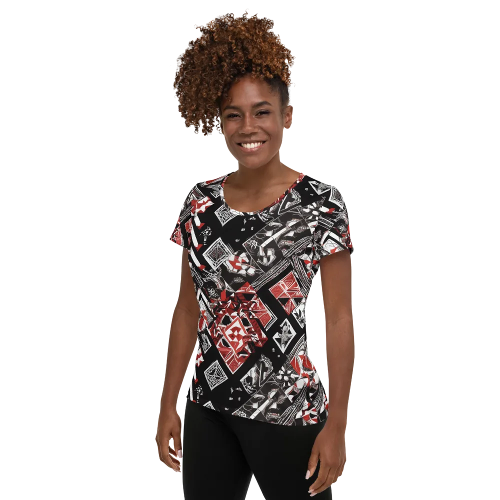 Crimson Cipher on Women's Athletic T-Shirt — Left