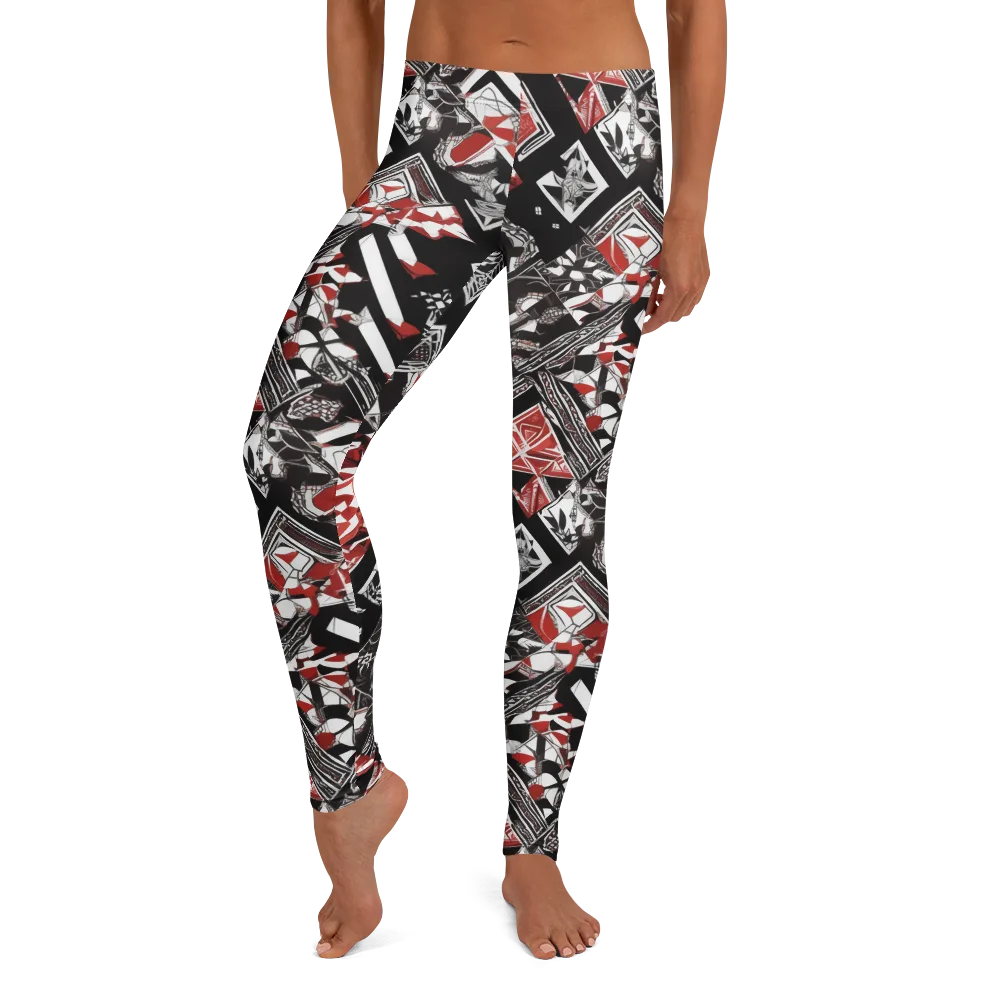 Crimson Cipher on Leggings — Front