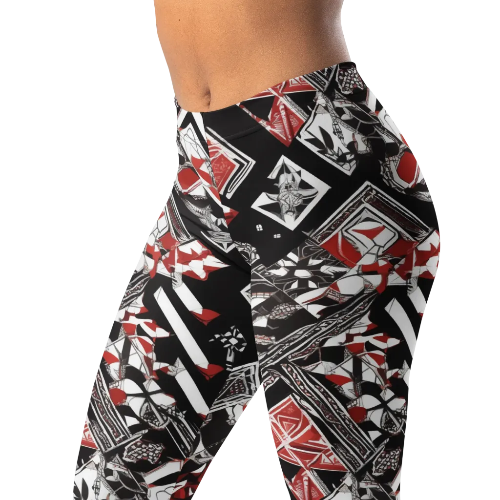 Crimson Cipher on Leggings — Left Front