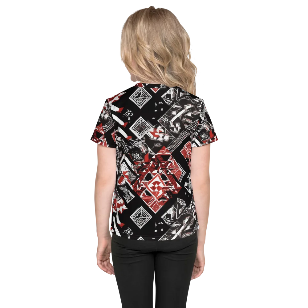 Crimson Cipher on Kids Crew Neck T-Shirt — Back