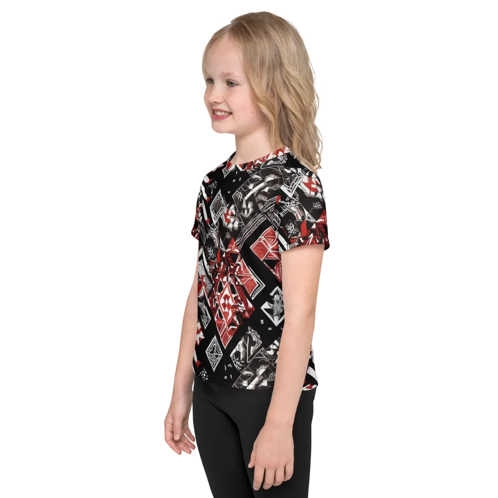 Crimson Cipher on Kids Crew Neck T-Shirt — Left