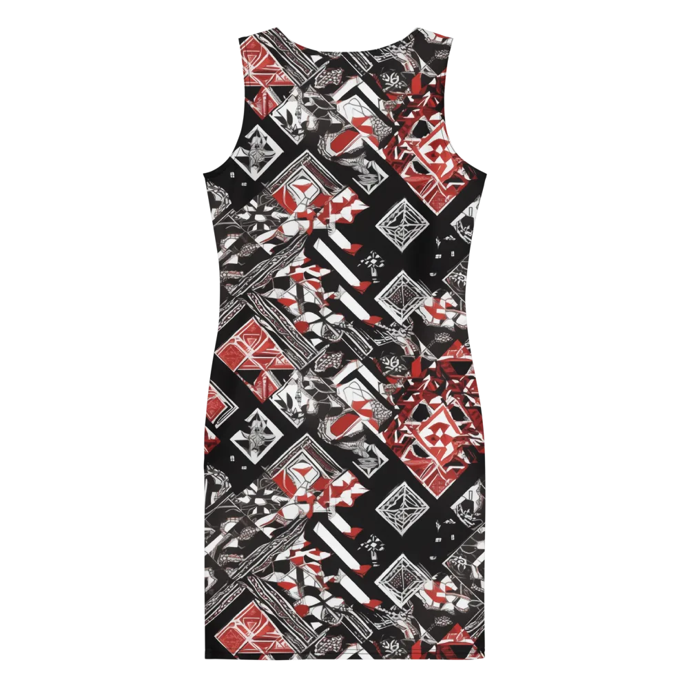 Crimson Cipher on Bodycon Dress — Back