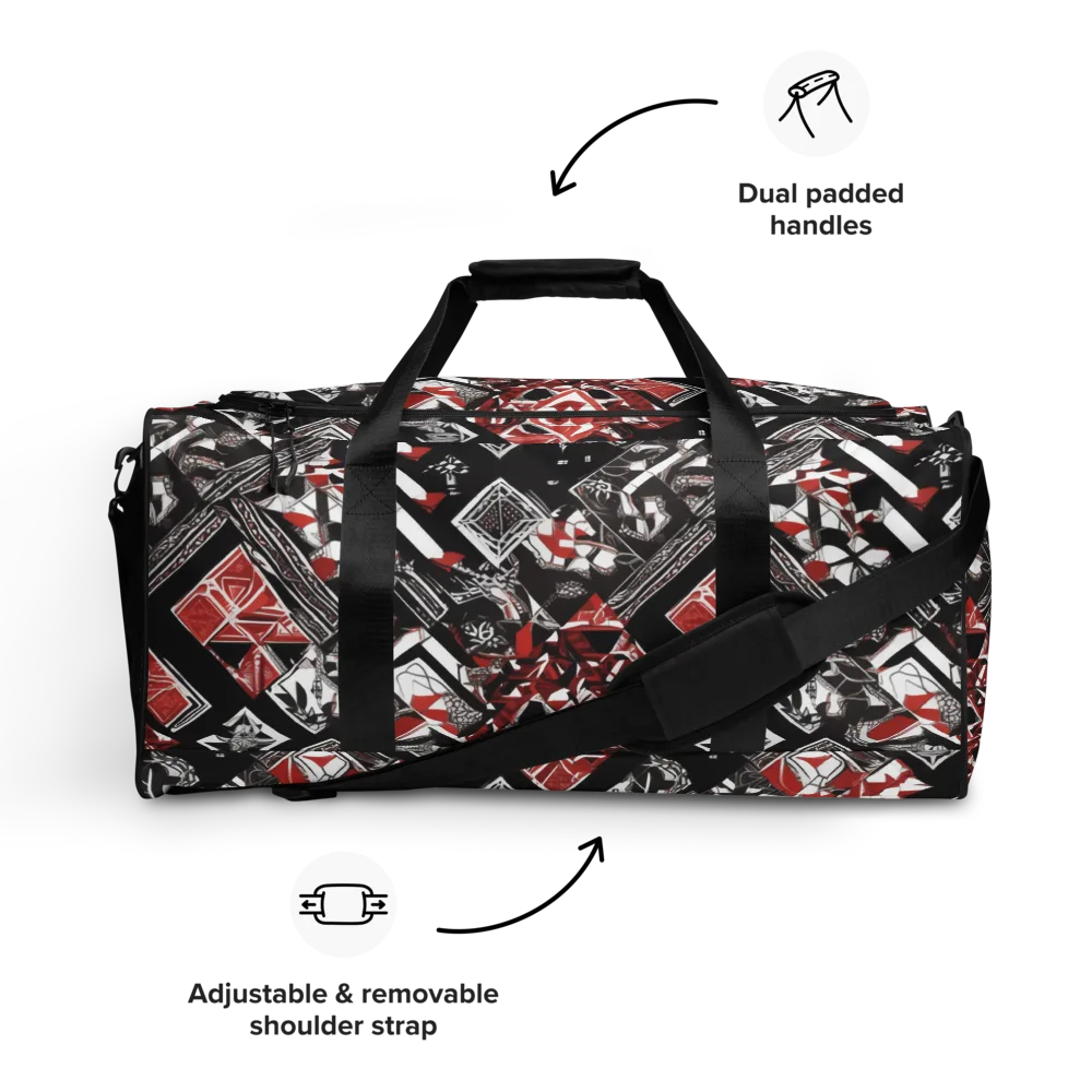 Crimson Cipher on Duffle Bag — Front