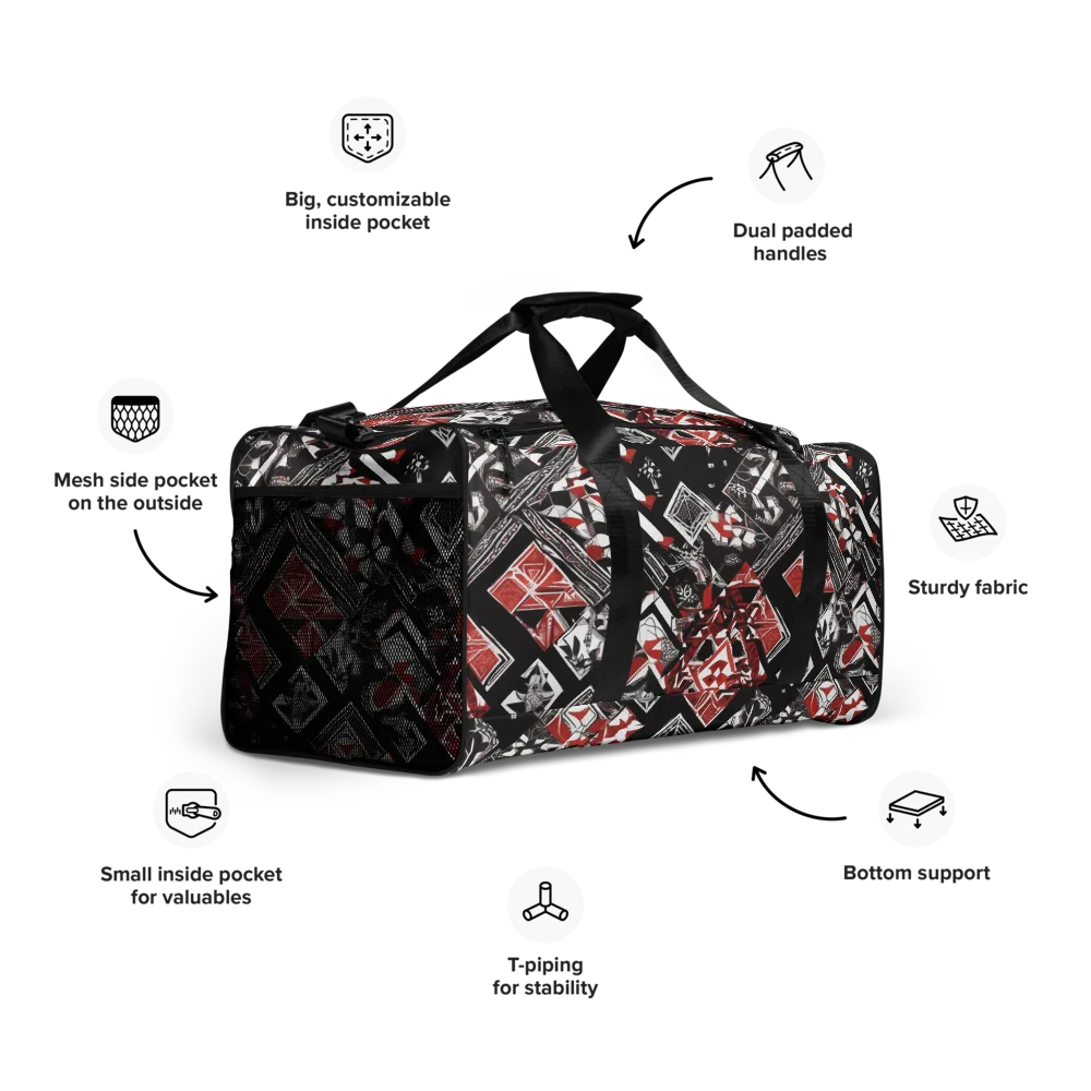 Crimson Cipher on Duffle Bag — Right Front
