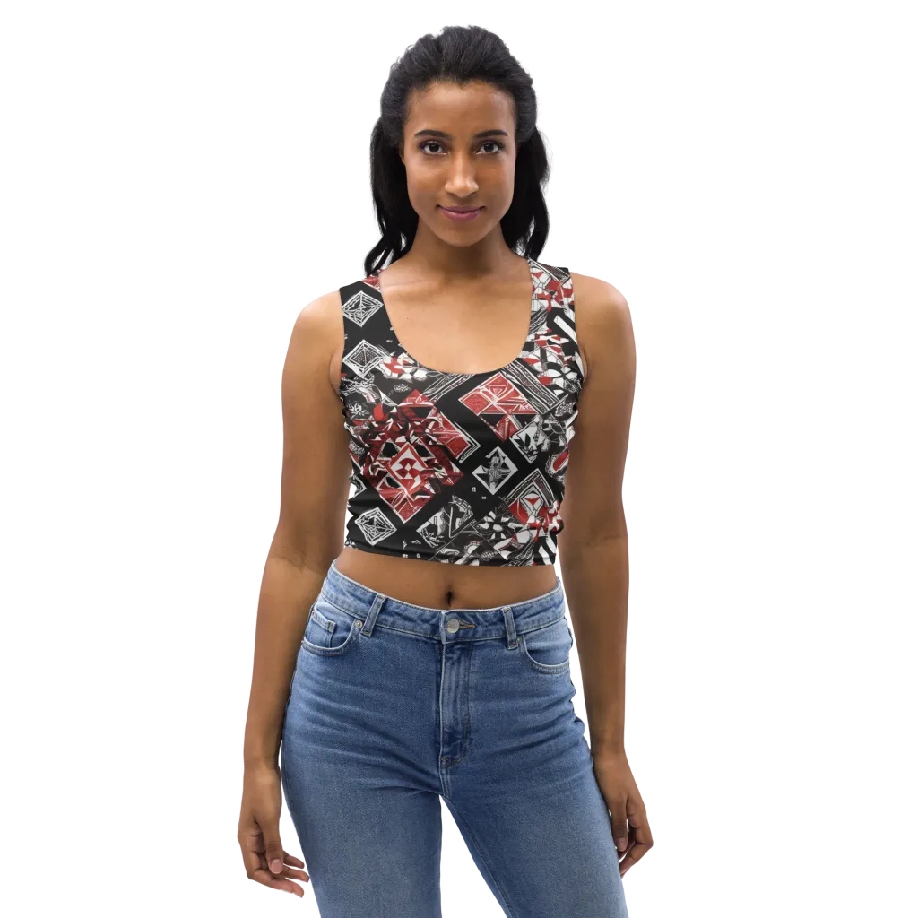 Crimson Cipher on Crop Top — Front