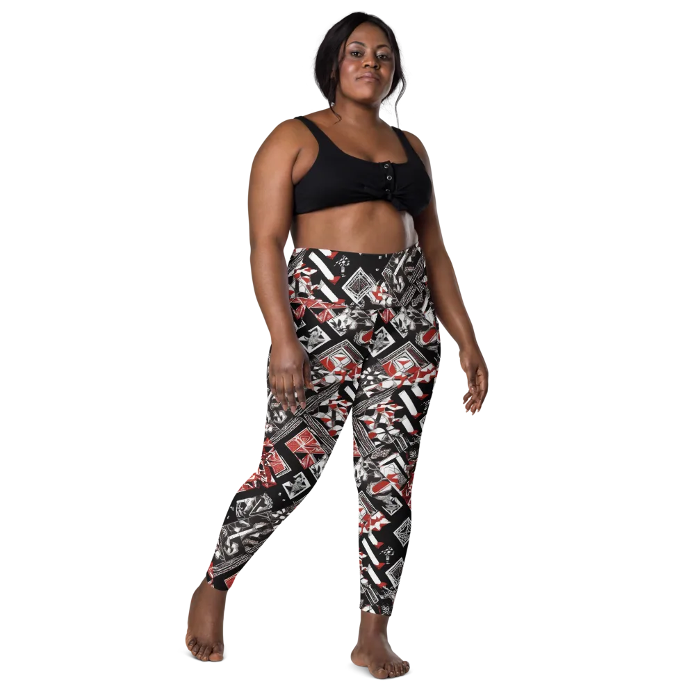 Crimson Cipher on Leggings with Pockets — Front