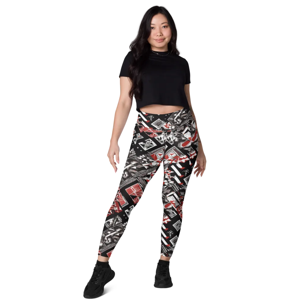 Crimson Cipher on Leggings with Pockets — Front