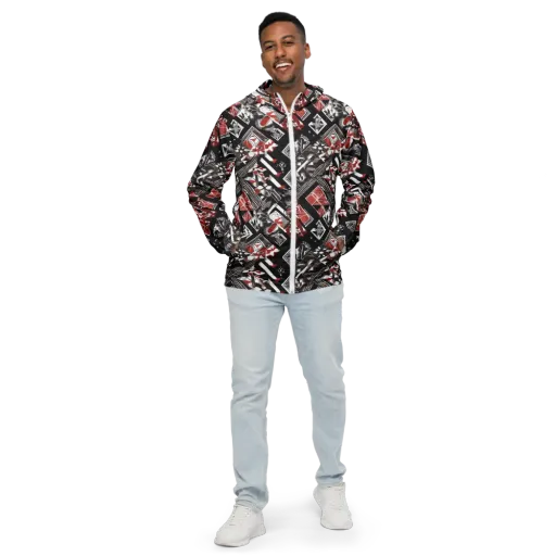 Crimson Cipher on a Men's Windbreaker