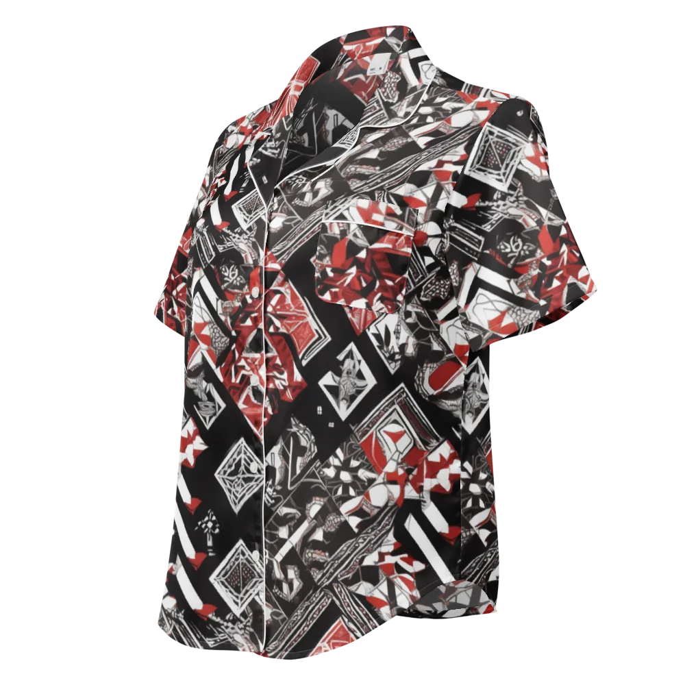Crimson Cipher on Women's Short Sleeve Pajama Top — Left Front