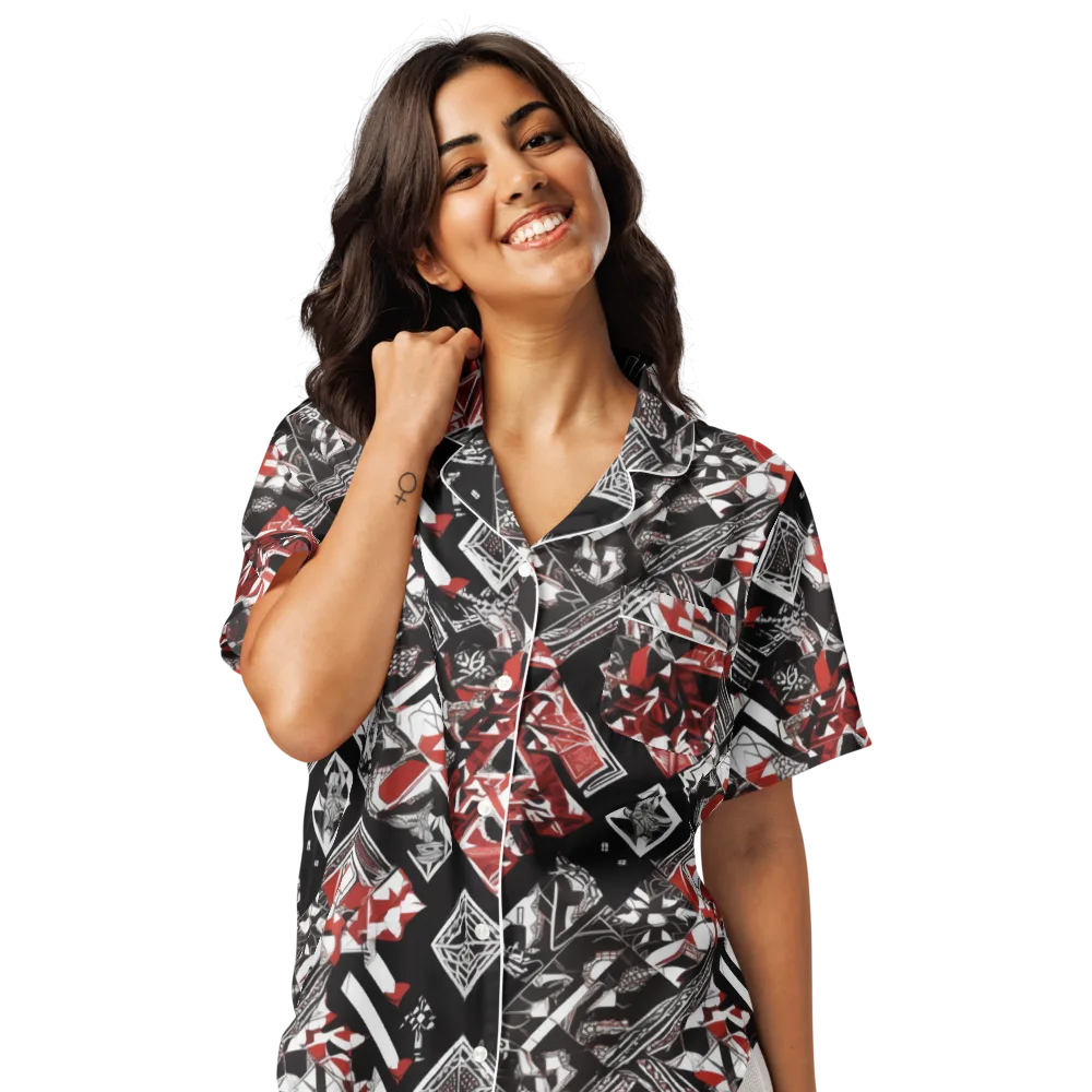 Crimson Cipher on Women's Short Sleeve Pajama Top — Front