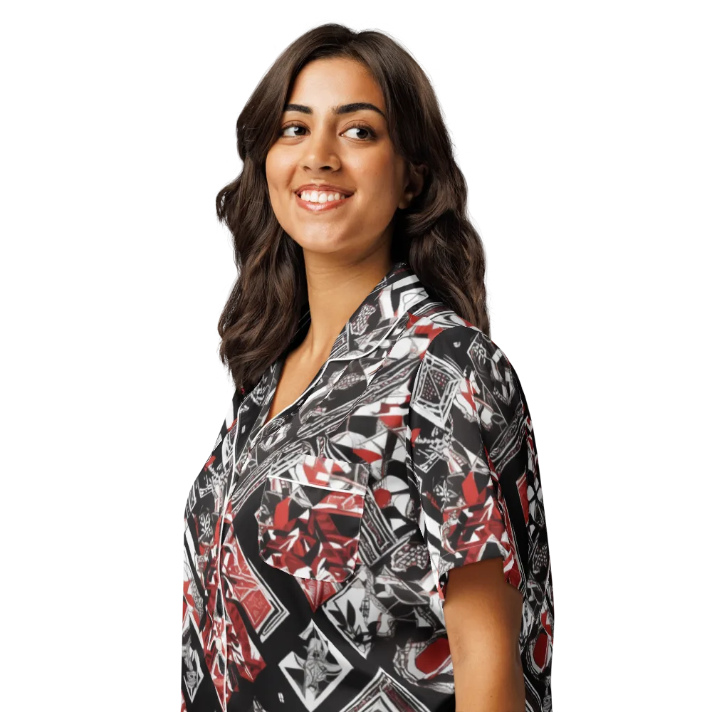 Crimson Cipher on Women's Short Sleeve Pajama Top — Left Front