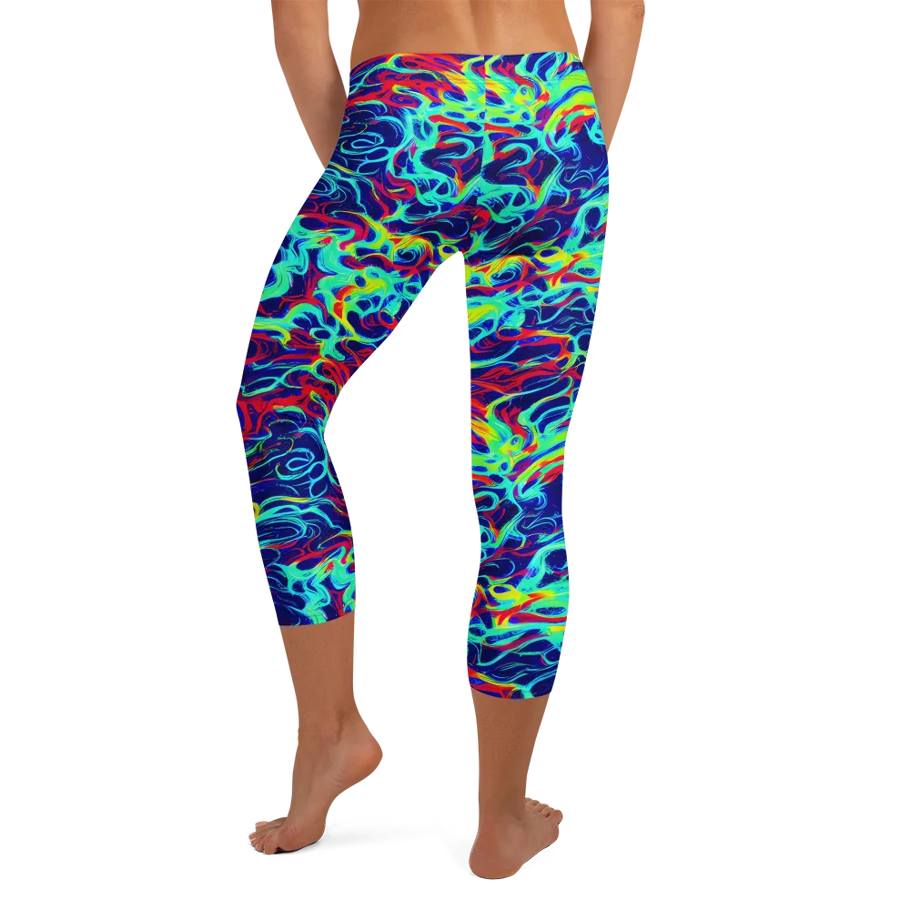 Afterdark Wave on Capri Leggings — Back